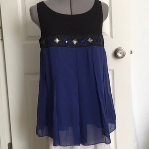 INC - Black and Royal Blue Sleeveless Top